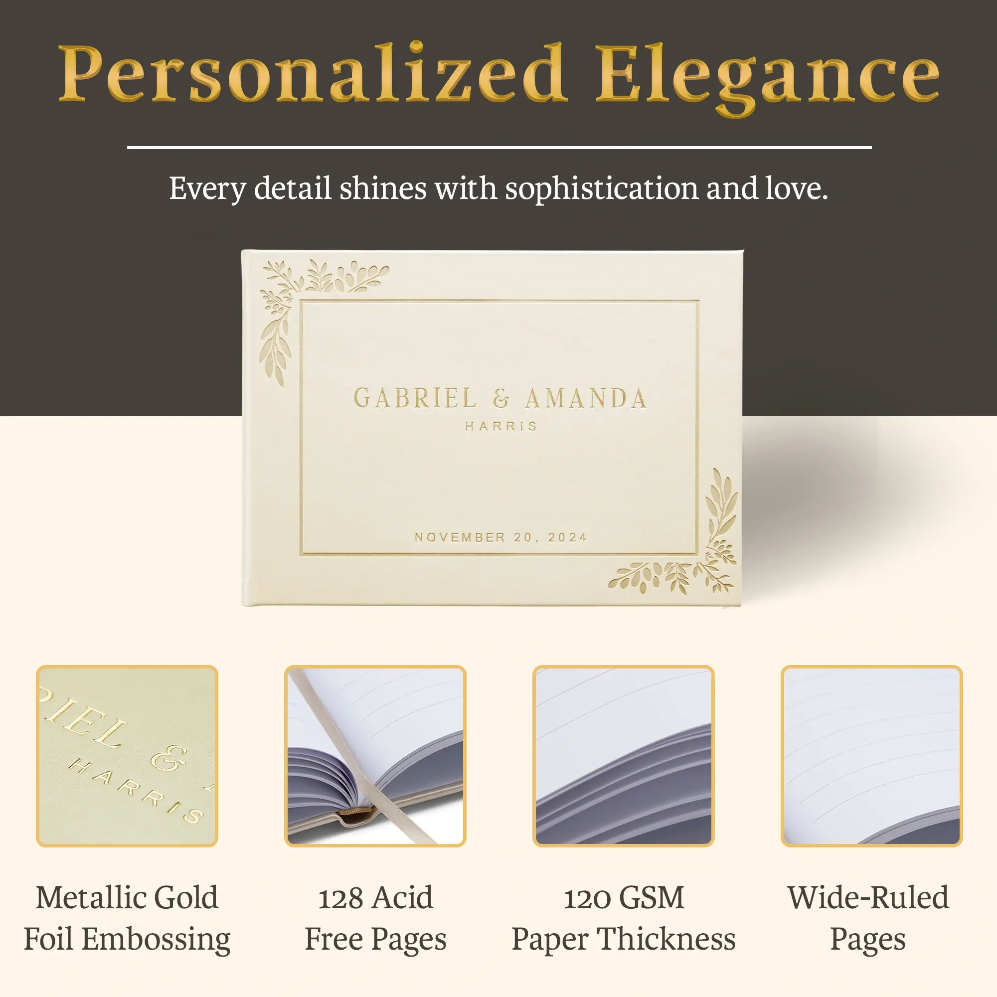 Custom Wedding Guest Book - White